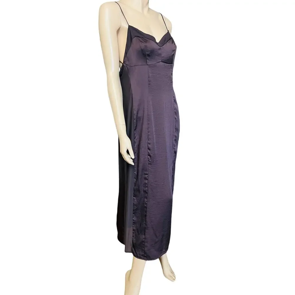 Free People Intimately City Cool Satin Slipdress Size Large Sweetheart Neckline - Picture 13 of 16